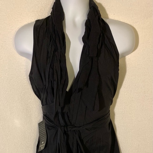 NWT Bebe Black Deconstructed Long Top with Tie SM - Picture 1 of 8